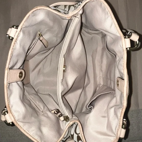 Coach 2014 Signature Canvas Shoulder Bag with Green Center Stripe - REHAB - Picture 7 of 10